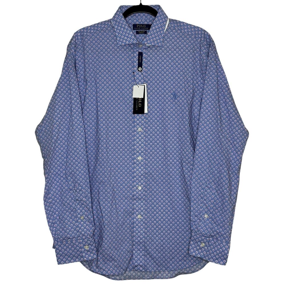NWT Polo Ralph Lauren Men’s Blue Floral Print L Long‎ Sleeve Button Down Shirt - Picture 2 of 9